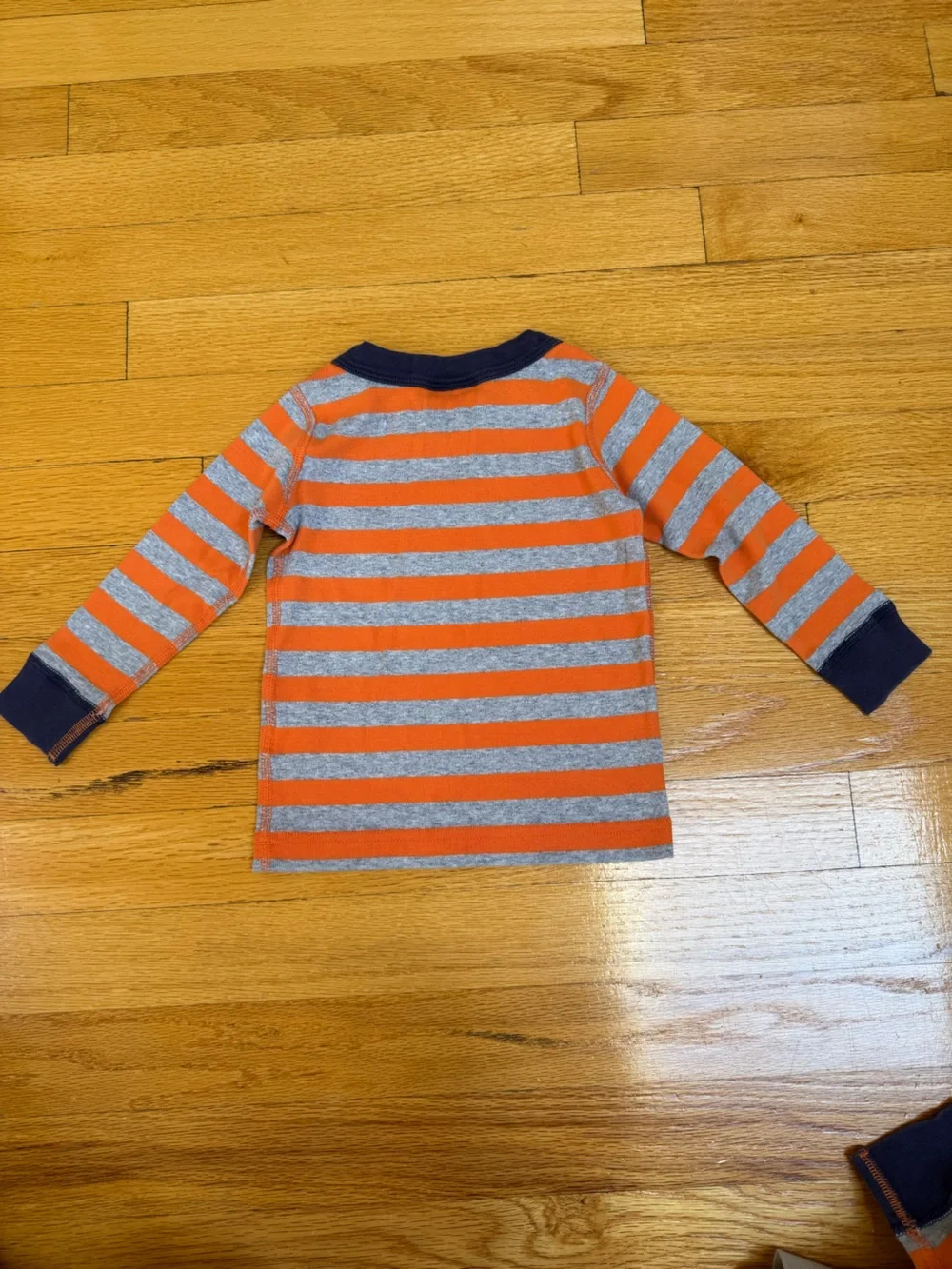 Hanna Andersson Striped Orange & Gray Kids Pajama Set - Long Sleeve Top & Pants